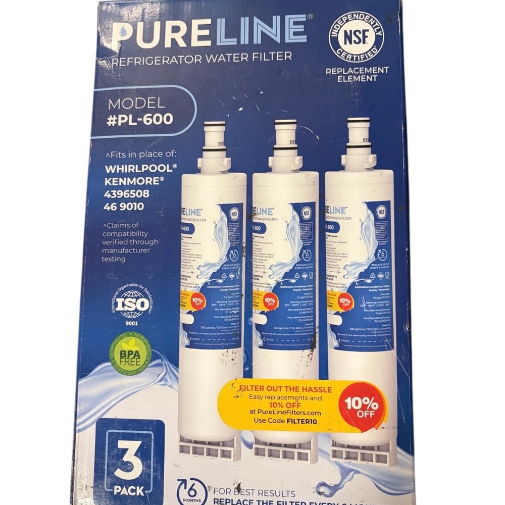 Pureline Refrigerator Water Filter PL-600 3-Pack NWT